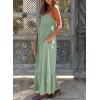 imageDokotoo Womens Summer Dresses 2025 Sleeveless Spaghetti Strap Button Down Smocked Beach Vacation Long Maxi Dress with PocketsLight Green