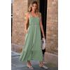 imageDokotoo Womens Summer Dresses 2025 Sleeveless Spaghetti Strap Button Down Smocked Beach Vacation Long Maxi Dress with PocketsLight Green