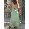 imageDokotoo Womens Summer Dresses 2025 Sleeveless Spaghetti Strap Button Down Smocked Beach Vacation Long Maxi Dress with PocketsLight Green