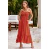 imageDokotoo Womens Summer Dresses 2025 Sleeveless Spaghetti Strap Button Down Smocked Beach Vacation Long Maxi Dress with PocketsOrange