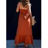 imageDokotoo Womens Summer Dresses 2025 Sleeveless Spaghetti Strap Button Down Smocked Beach Vacation Long Maxi Dress with PocketsOrange