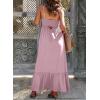imageDokotoo Womens Summer Dresses 2025 Sleeveless Spaghetti Strap Button Down Smocked Beach Vacation Long Maxi Dress with PocketsPink
