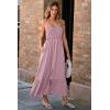 imageDokotoo Womens Summer Dresses 2025 Sleeveless Spaghetti Strap Button Down Smocked Beach Vacation Long Maxi Dress with PocketsPink
