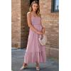 imageDokotoo Womens Summer Dresses 2025 Sleeveless Spaghetti Strap Button Down Smocked Beach Vacation Long Maxi Dress with PocketsPink