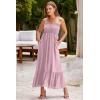 imageDokotoo Womens Summer Dresses 2025 Sleeveless Spaghetti Strap Button Down Smocked Beach Vacation Long Maxi Dress with PocketsPink