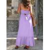 imageDokotoo Womens Summer Dresses 2025 Sleeveless Spaghetti Strap Button Down Smocked Beach Vacation Long Maxi Dress with PocketsPurple