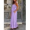 imageDokotoo Womens Summer Dresses 2025 Sleeveless Spaghetti Strap Button Down Smocked Beach Vacation Long Maxi Dress with PocketsPurple