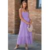 imageDokotoo Womens Summer Dresses 2025 Sleeveless Spaghetti Strap Button Down Smocked Beach Vacation Long Maxi Dress with PocketsPurple