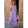 imageDokotoo Womens Summer Dresses 2025 Sleeveless Spaghetti Strap Button Down Smocked Beach Vacation Long Maxi Dress with PocketsPurple