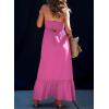 imageDokotoo Womens Summer Dresses 2025 Sleeveless Spaghetti Strap Button Down Smocked Beach Vacation Long Maxi Dress with PocketsRosy