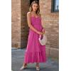 imageDokotoo Womens Summer Dresses 2025 Sleeveless Spaghetti Strap Button Down Smocked Beach Vacation Long Maxi Dress with PocketsRosy