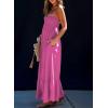 imageDokotoo Womens Summer Dresses 2025 Sleeveless Spaghetti Strap Button Down Smocked Beach Vacation Long Maxi Dress with PocketsRosy