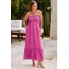 imageDokotoo Womens Summer Dresses 2025 Sleeveless Spaghetti Strap Button Down Smocked Beach Vacation Long Maxi Dress with PocketsRosy