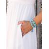 imageDokotoo Womens Summer Dresses 2025 Sleeveless Spaghetti Strap Button Down Smocked Beach Vacation Long Maxi Dress with PocketsWhite