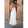 imageDokotoo Womens Summer Dresses 2025 Sleeveless Spaghetti Strap Button Down Smocked Beach Vacation Long Maxi Dress with PocketsWhite