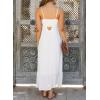 imageDokotoo Womens Summer Dresses 2025 Sleeveless Spaghetti Strap Button Down Smocked Beach Vacation Long Maxi Dress with PocketsWhite