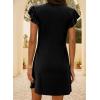 imageDokotoo Womens Summer Dresses Beach 2025 Casual Deep V Neck Loose Sundress Ruffle Sleeve Mini DressBlack