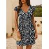 imageDokotoo Womens Summer Dresses Beach 2025 Casual Deep V Neck Loose Sundress Ruffle Sleeve Mini DressBlack a