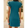 imageDokotoo Womens Summer Dresses Beach 2025 Casual Deep V Neck Loose Sundress Ruffle Sleeve Mini DressBlue Sapphire