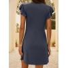 imageDokotoo Womens Summer Dresses Beach 2025 Casual Deep V Neck Loose Sundress Ruffle Sleeve Mini DressCarbon Grey