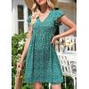 imageDokotoo Womens Summer Dresses Beach 2025 Casual Deep V Neck Loose Sundress Ruffle Sleeve Mini DressGreen