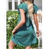 imageDokotoo Womens Summer Dresses Beach 2025 Casual Deep V Neck Loose Sundress Ruffle Sleeve Mini DressGreen