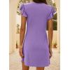 imageDokotoo Womens Summer Dresses Beach 2025 Casual Deep V Neck Loose Sundress Ruffle Sleeve Mini DressLavendula