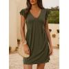 imageDokotoo Womens Summer Dresses Beach 2025 Casual Deep V Neck Loose Sundress Ruffle Sleeve Mini DressMoss Green