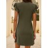 imageDokotoo Womens Summer Dresses Beach 2025 Casual Deep V Neck Loose Sundress Ruffle Sleeve Mini DressMoss Green