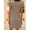 imageDokotoo Womens Summer Dresses Beach 2025 Casual Deep V Neck Loose Sundress Ruffle Sleeve Mini DressPale Khaki