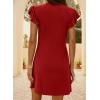 imageDokotoo Womens Summer Dresses Beach 2025 Casual Deep V Neck Loose Sundress Ruffle Sleeve Mini DressRacing Red
