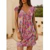 imageDokotoo Womens Summer Dresses Beach 2025 Casual Deep V Neck Loose Sundress Ruffle Sleeve Mini DressRed