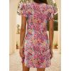 imageDokotoo Womens Summer Dresses Beach 2025 Casual Deep V Neck Loose Sundress Ruffle Sleeve Mini DressRed