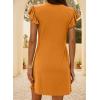 imageDokotoo Womens Summer Dresses Beach 2025 Casual Deep V Neck Loose Sundress Ruffle Sleeve Mini DressVitality Orange
