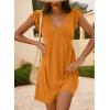 imageDokotoo Womens Summer Dresses Beach 2025 Casual Deep V Neck Loose Sundress Ruffle Sleeve Mini DressVitality Orange