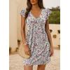 imageDokotoo Womens Summer Dresses Beach 2025 Casual Deep V Neck Loose Sundress Ruffle Sleeve Mini DressWhite