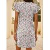 imageDokotoo Womens Summer Dresses Beach 2025 Casual Deep V Neck Loose Sundress Ruffle Sleeve Mini DressWhite