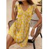 imageDokotoo Womens Summer Dresses Beach 2025 Casual Deep V Neck Loose Sundress Ruffle Sleeve Mini DressYellow