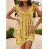 imageDokotoo Womens Summer Dresses Beach 2025 Casual Deep V Neck Loose Sundress Ruffle Sleeve Mini DressYellow