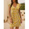 imageDokotoo Womens Summer Dresses Beach 2025 Casual Deep V Neck Loose Sundress Ruffle Sleeve Mini DressYellow