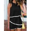 imageDokotoo Womens Summer Jumpsuits 2025 Casual Ruffle Chiffon Sleeveless RompersBlack White