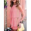 imageDokotoo Womens Summer Jumpsuits 2025 Casual Ruffle Chiffon Sleeveless RompersRuffle Pink
