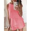 imageDokotoo Womens Summer Jumpsuits 2025 Casual Ruffle Chiffon Sleeveless RompersRuffle Pink