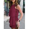 imageDokotoo Womens Summer Jumpsuits 2025 Casual Ruffle Chiffon Sleeveless RompersRuffle Red 2