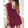 imageDokotoo Womens Summer Jumpsuits 2025 Casual Ruffle Chiffon Sleeveless RompersRuffle Red 2