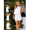 imageDokotoo Womens Summer Jumpsuits 2025 Casual Ruffle Chiffon Sleeveless RompersRuffle White