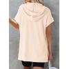 imageDokotoo Womens Summer Oversized Shirts 2025 Short Sleeve Drawstring Hoodies Waffle Knit Side Slit Tunic Tops with PocketApricot