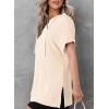 imageDokotoo Womens Summer Oversized Shirts 2025 Short Sleeve Drawstring Hoodies Waffle Knit Side Slit Tunic Tops with PocketApricot