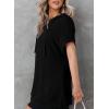 imageDokotoo Womens Summer Oversized Shirts 2025 Short Sleeve Drawstring Hoodies Waffle Knit Side Slit Tunic Tops with PocketBlack