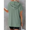 imageDokotoo Womens Summer Oversized Shirts 2025 Short Sleeve Drawstring Hoodies Waffle Knit Side Slit Tunic Tops with PocketGreen